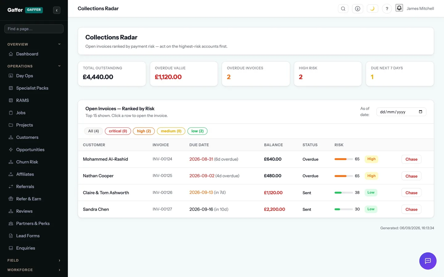 Collections radar in Gaffer