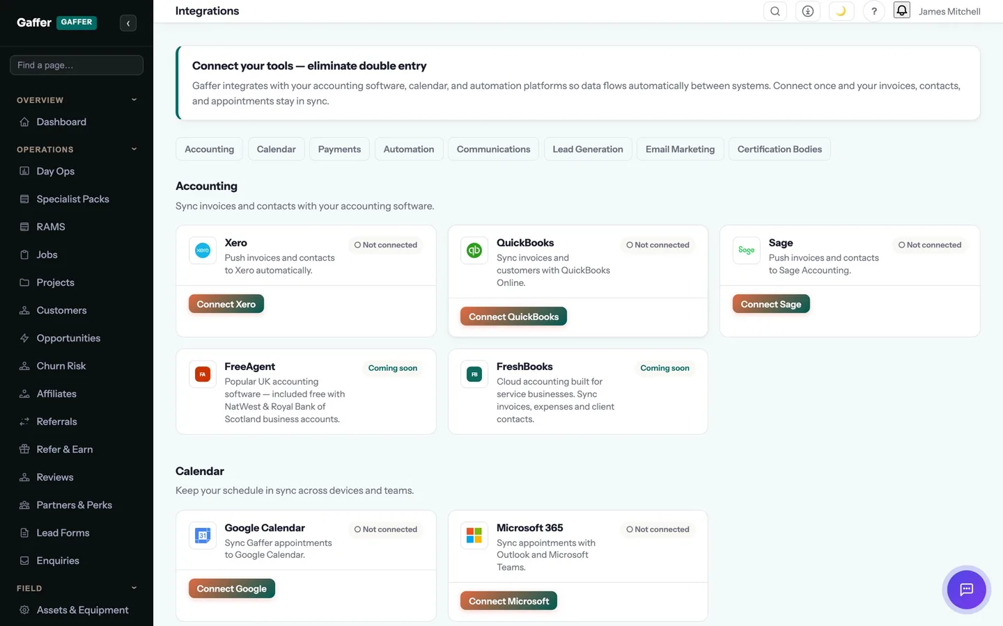 Integrations in Gaffer