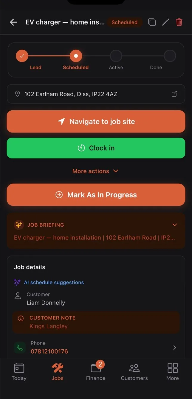 A job in the Gaffer app