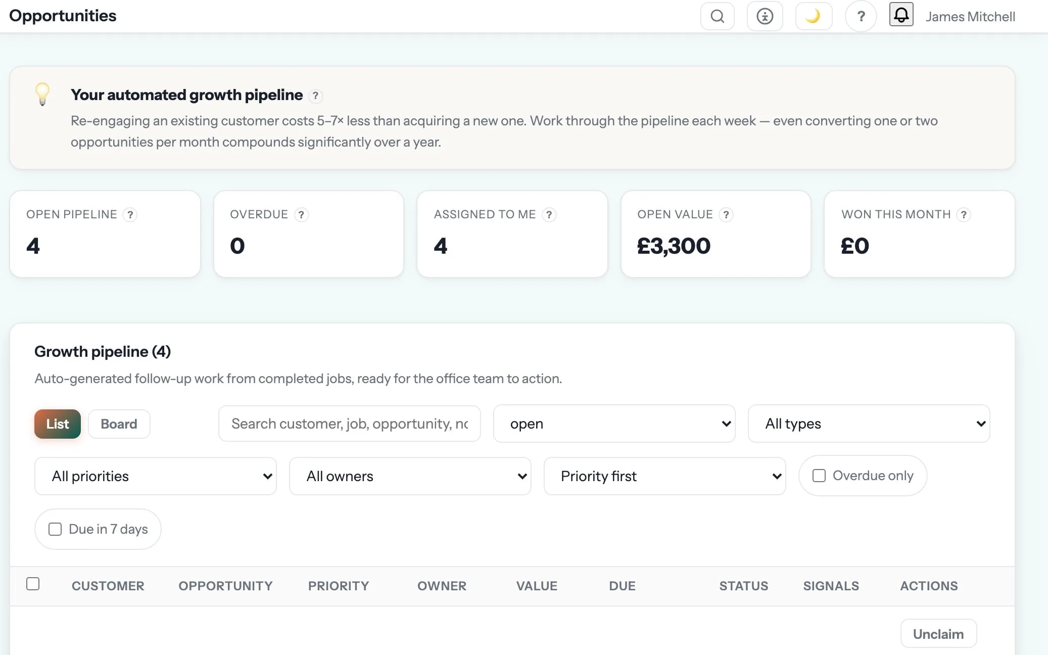 Growth pipeline in Gaffer