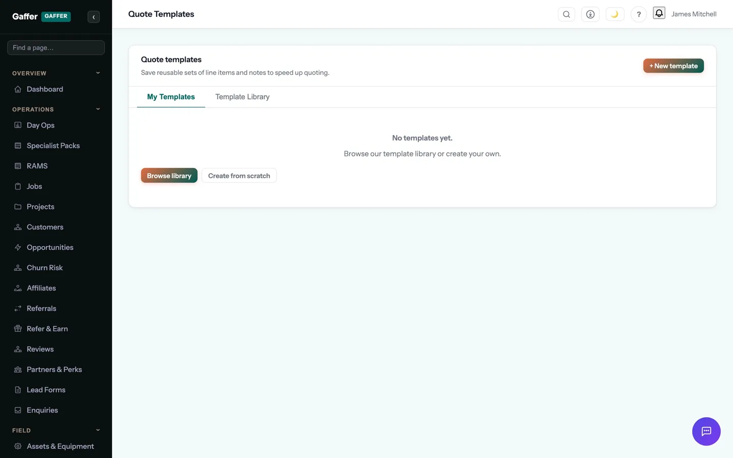 Quote templates in Gaffer