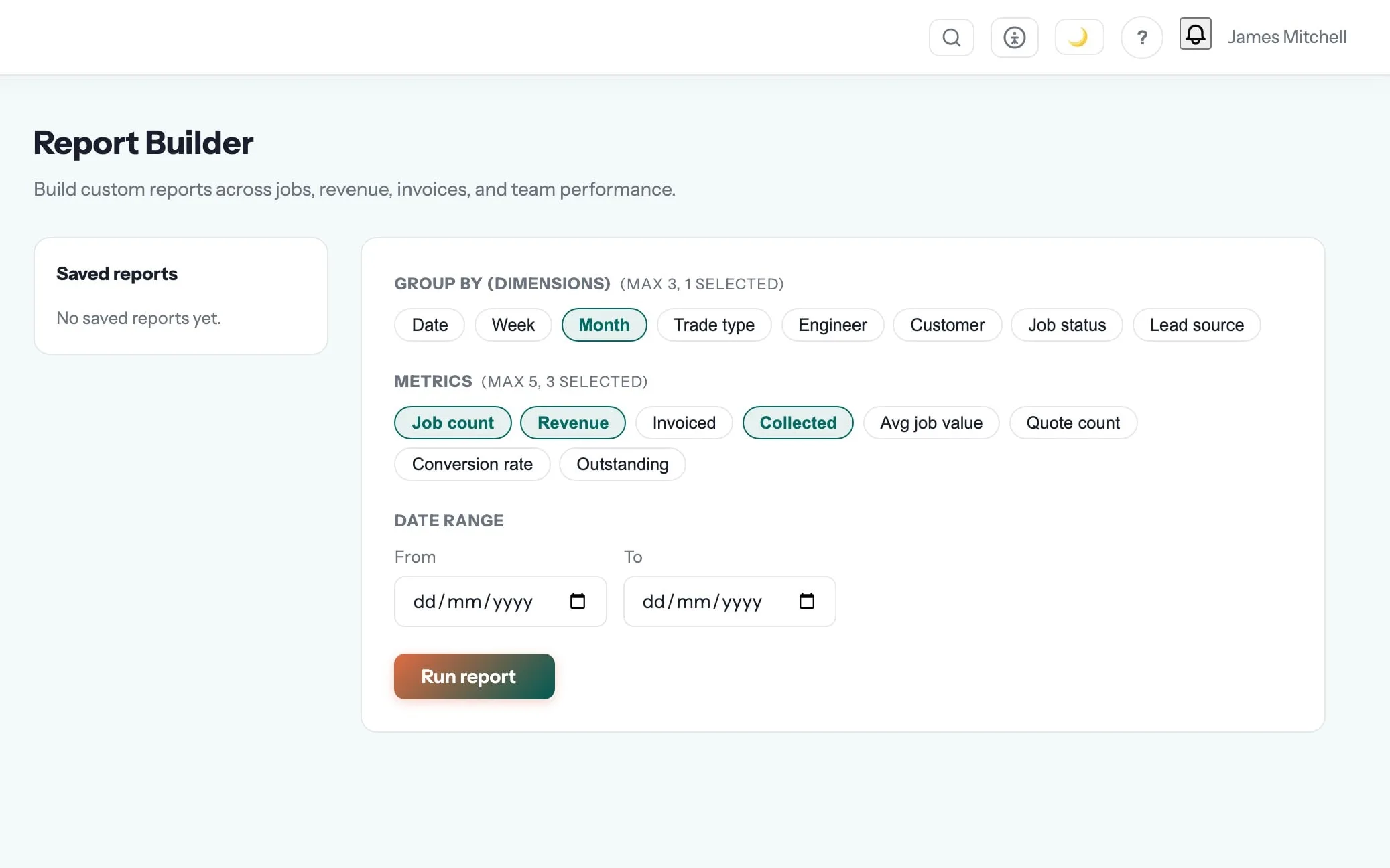Report builder in Gaffer