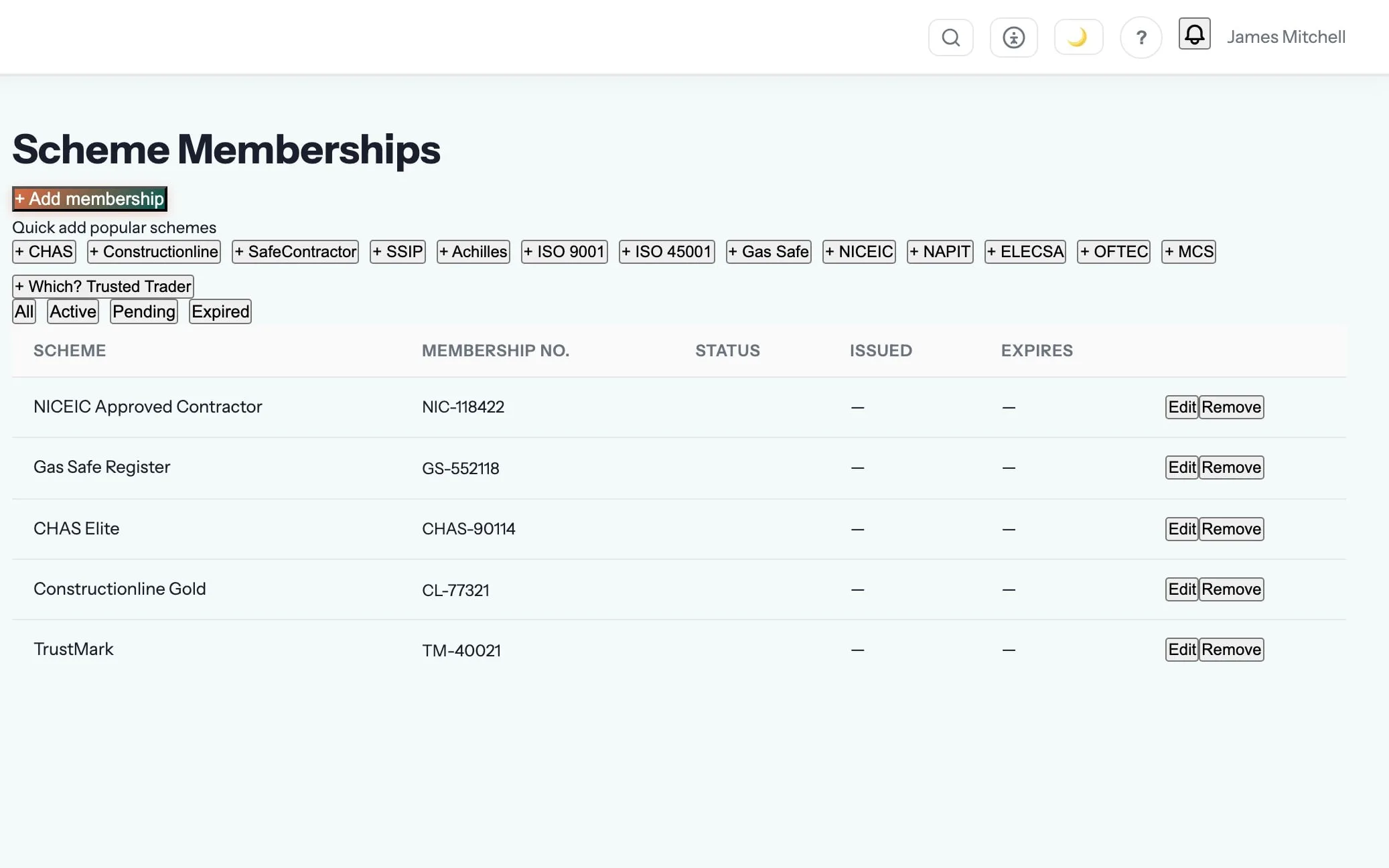 Scheme memberships in Gaffer