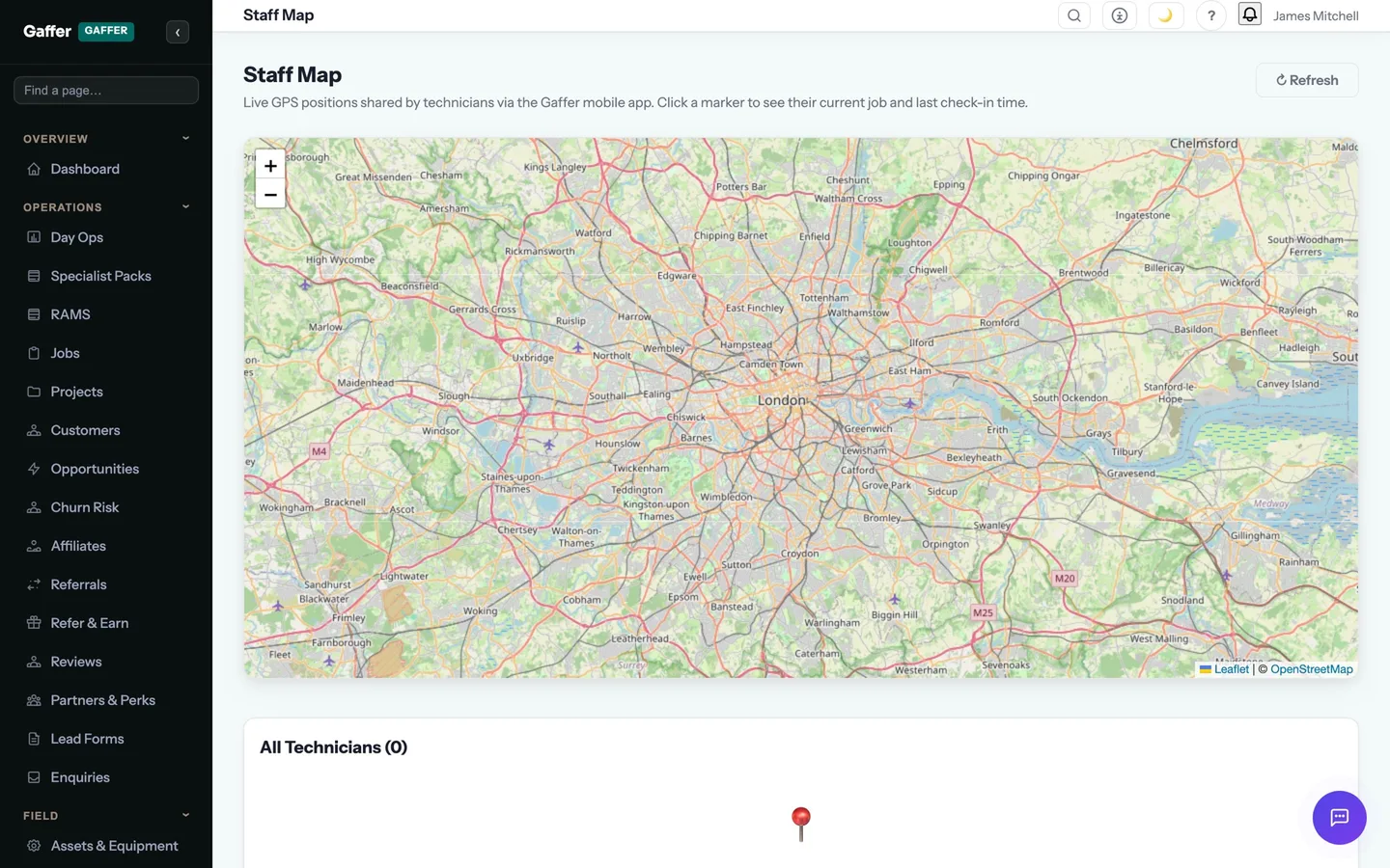 Live staff map in Gaffer